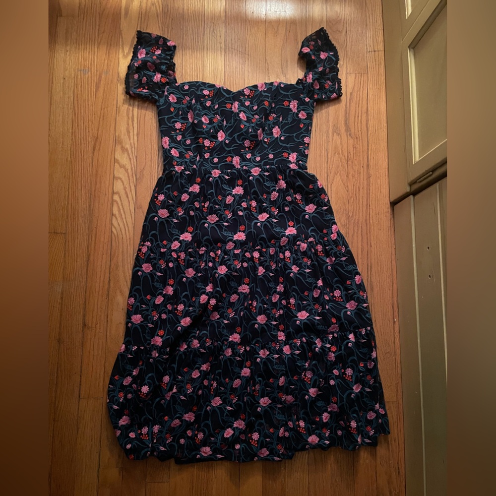 Dress the population floral embroidery dress